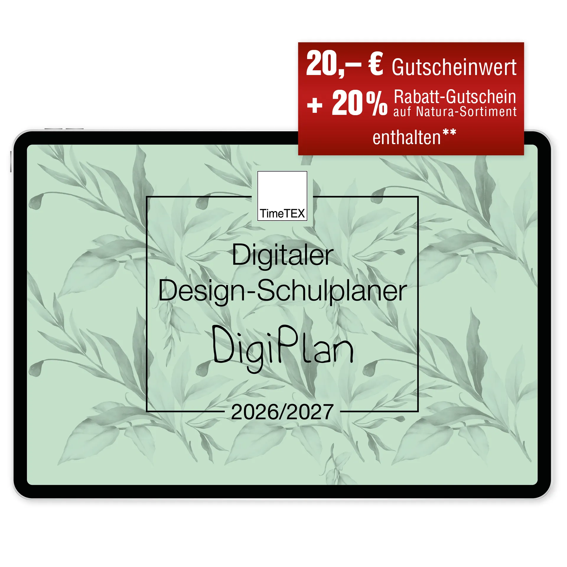TimeTEX Digitaler Design-Schulplaner DigiPlan 2026/2027, mint