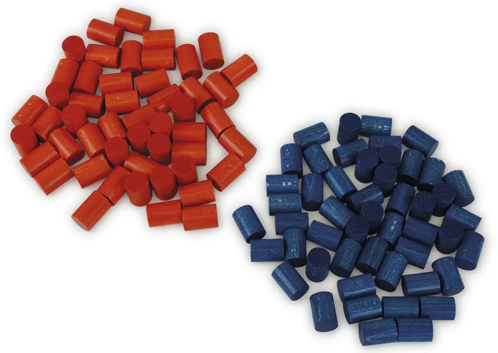 Hunderter-Steckbrett mit Türmchen, 100-er Zahlenraum, rot-blau, 101-tlg.