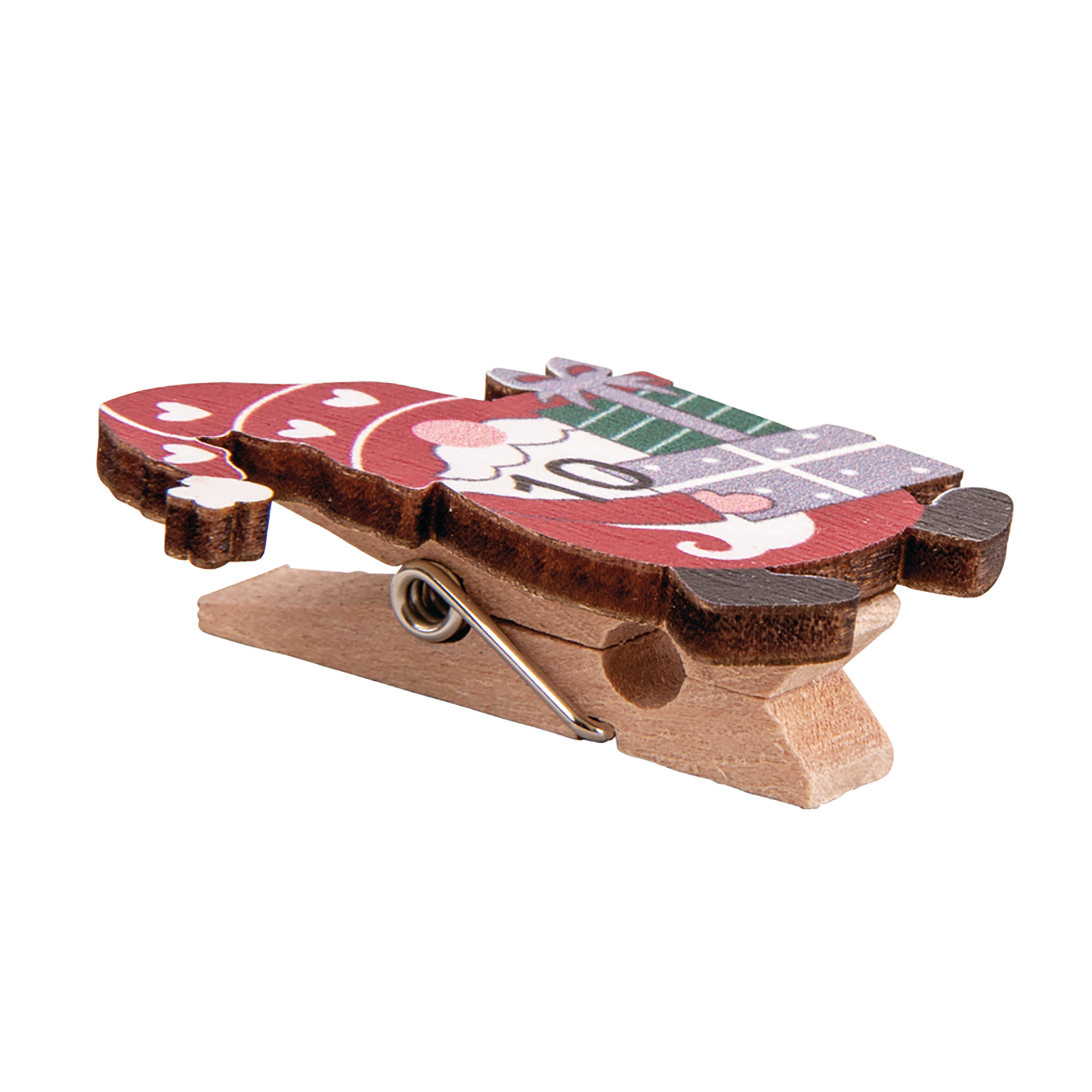Adventskalender-Klammern "Santa & Wichtel", aus Holz, 24 Stück