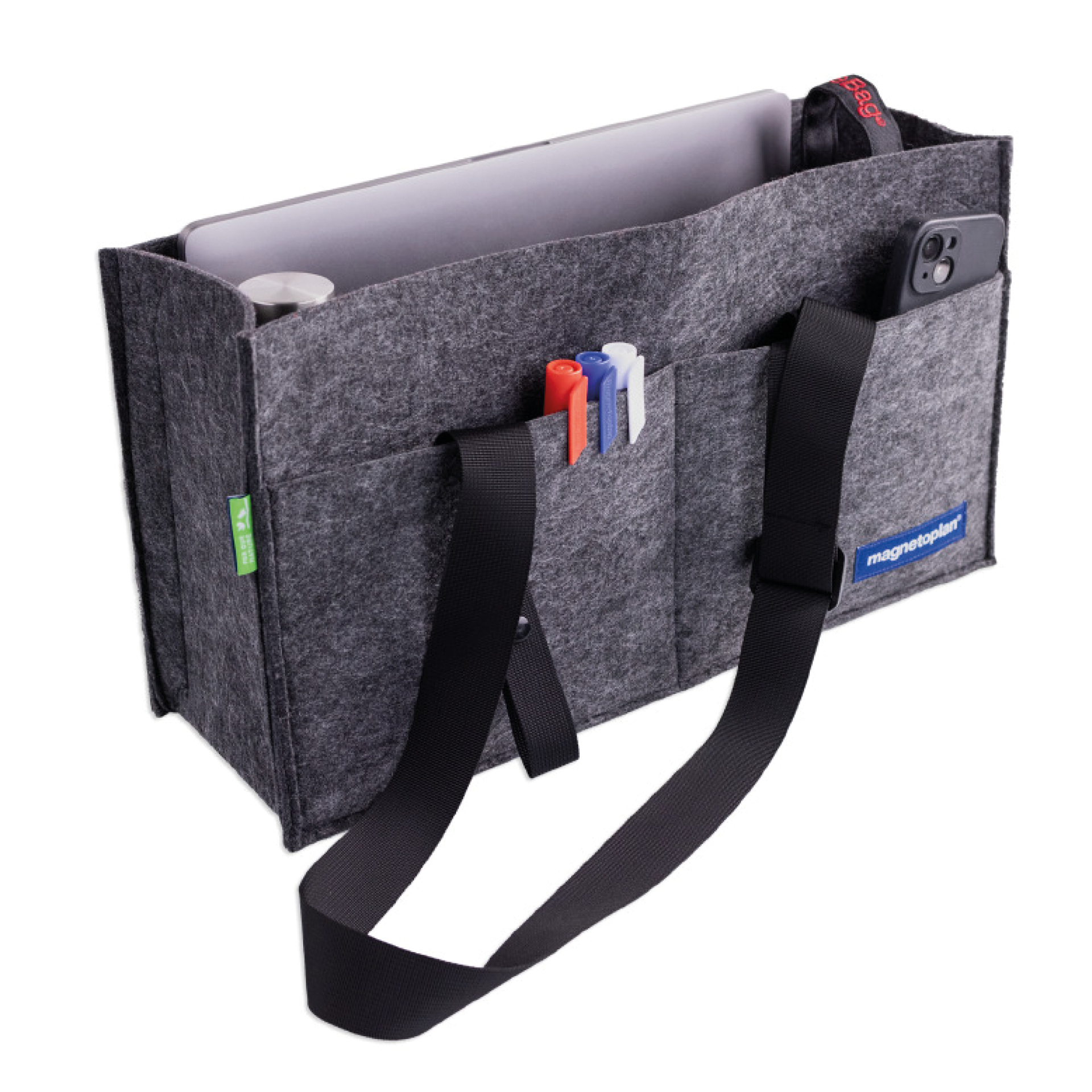 Hagemann Fächer-Tasche aus Filz, faltbar, anthrazit