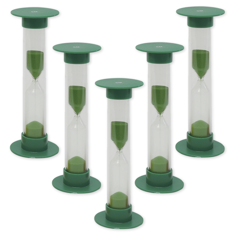 Sanduhren-Set 5-tlg., 10cm hoch, 2,5cm ø (1 Zeiteinheit)