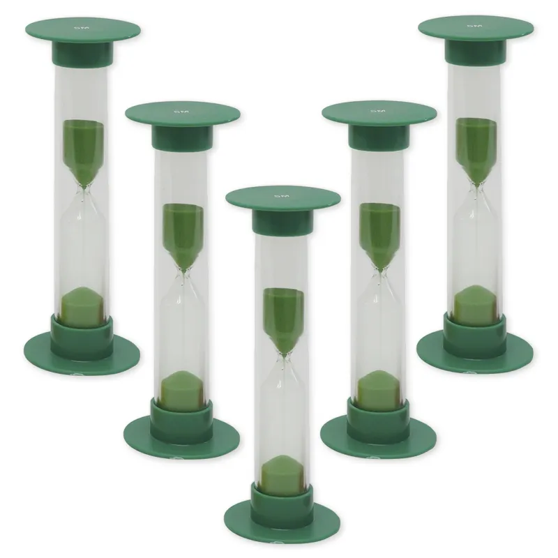 Sanduhren-Set 5-tlg., 10cm hoch, 2,5cm ø (1 Zeiteinheit)