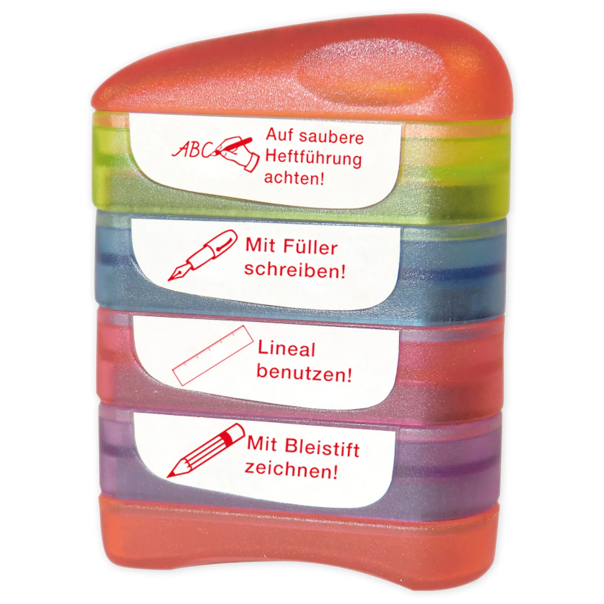 Siebdruck-Stempel "Perpetuum", 4 in 1, "Auf saubere Heftführung..."