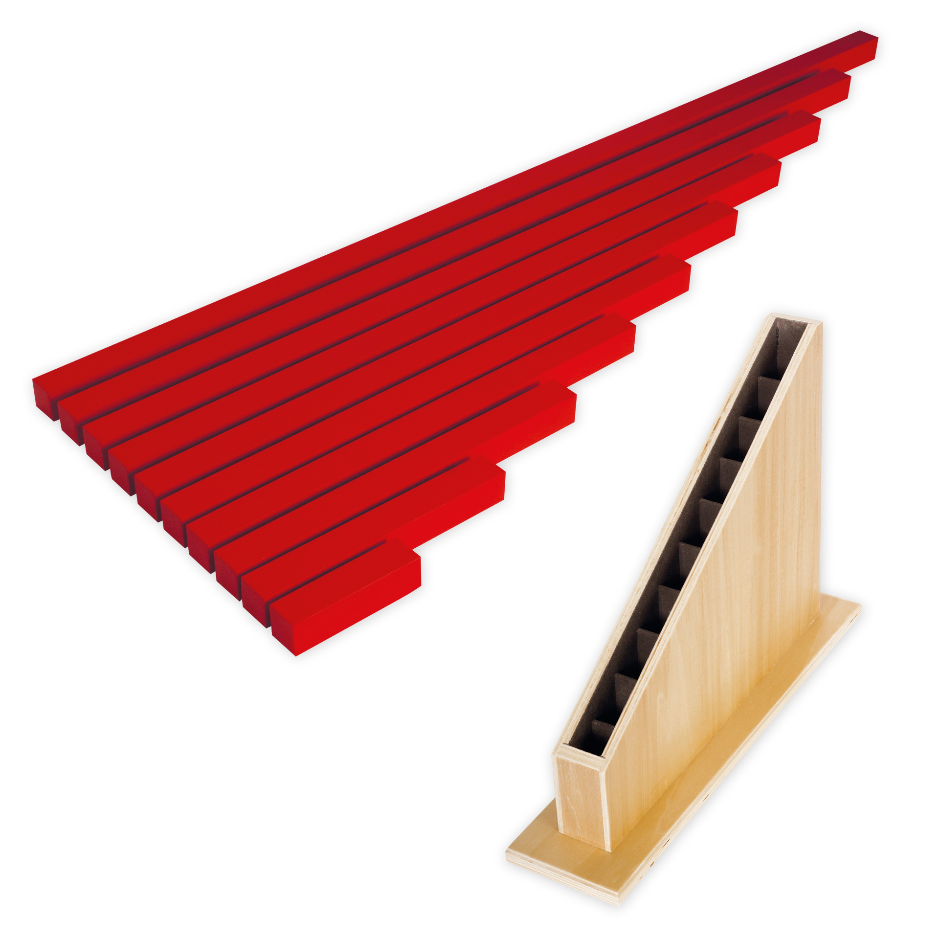 TimeTEX Set Rote Stangen mit Ständer "Montessori Premium"