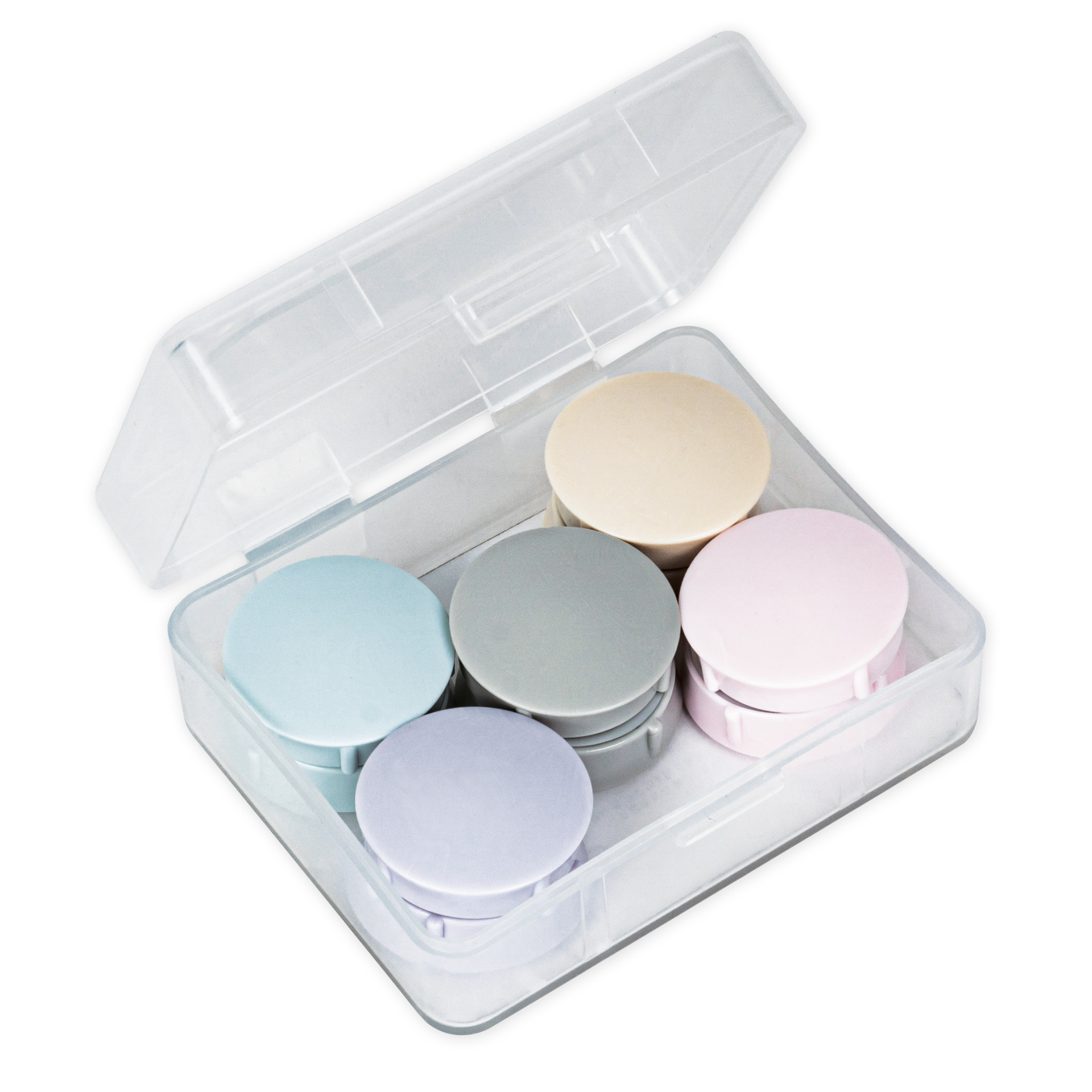 Hechtmagneten 27 mm ø in box, pastelkleuren, 10-delige set