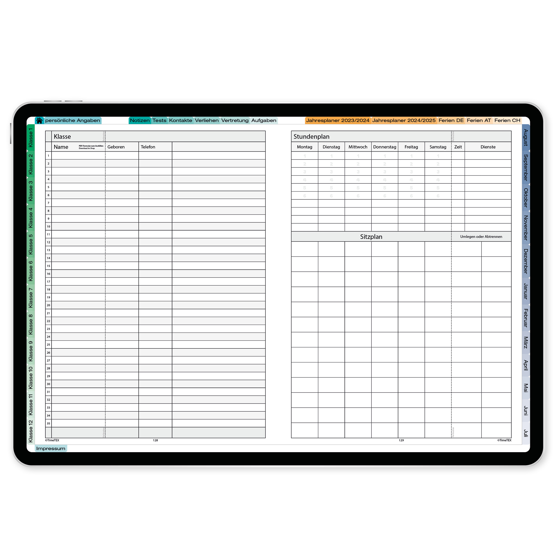TimeTEX Digitaler System-Schulplaner DigiPlan, grün 2026/2027