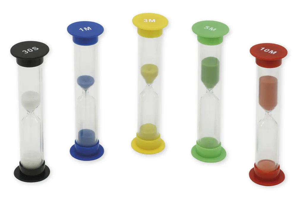Sanduhren-Set 20-tlg., 9cm hoch, 2,5cm ø, in Koffer
