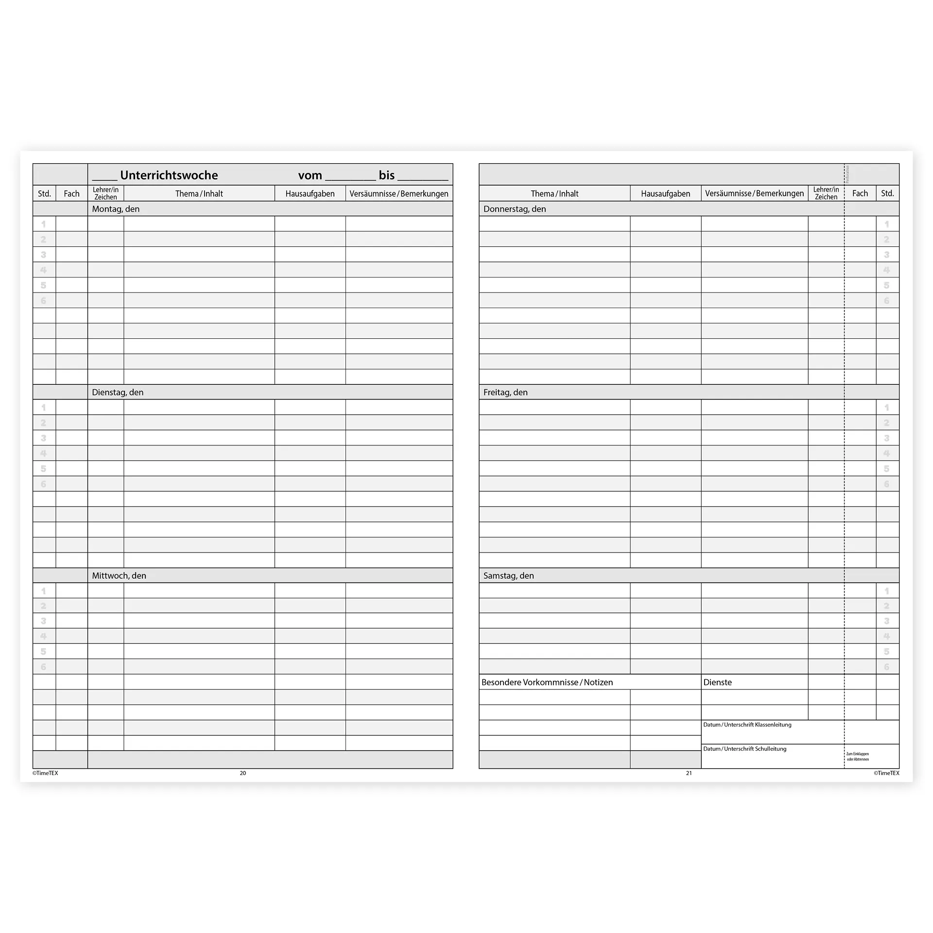TimeTEX Klassenbuch A4-Plus, Sekundarstufe + Grundschule