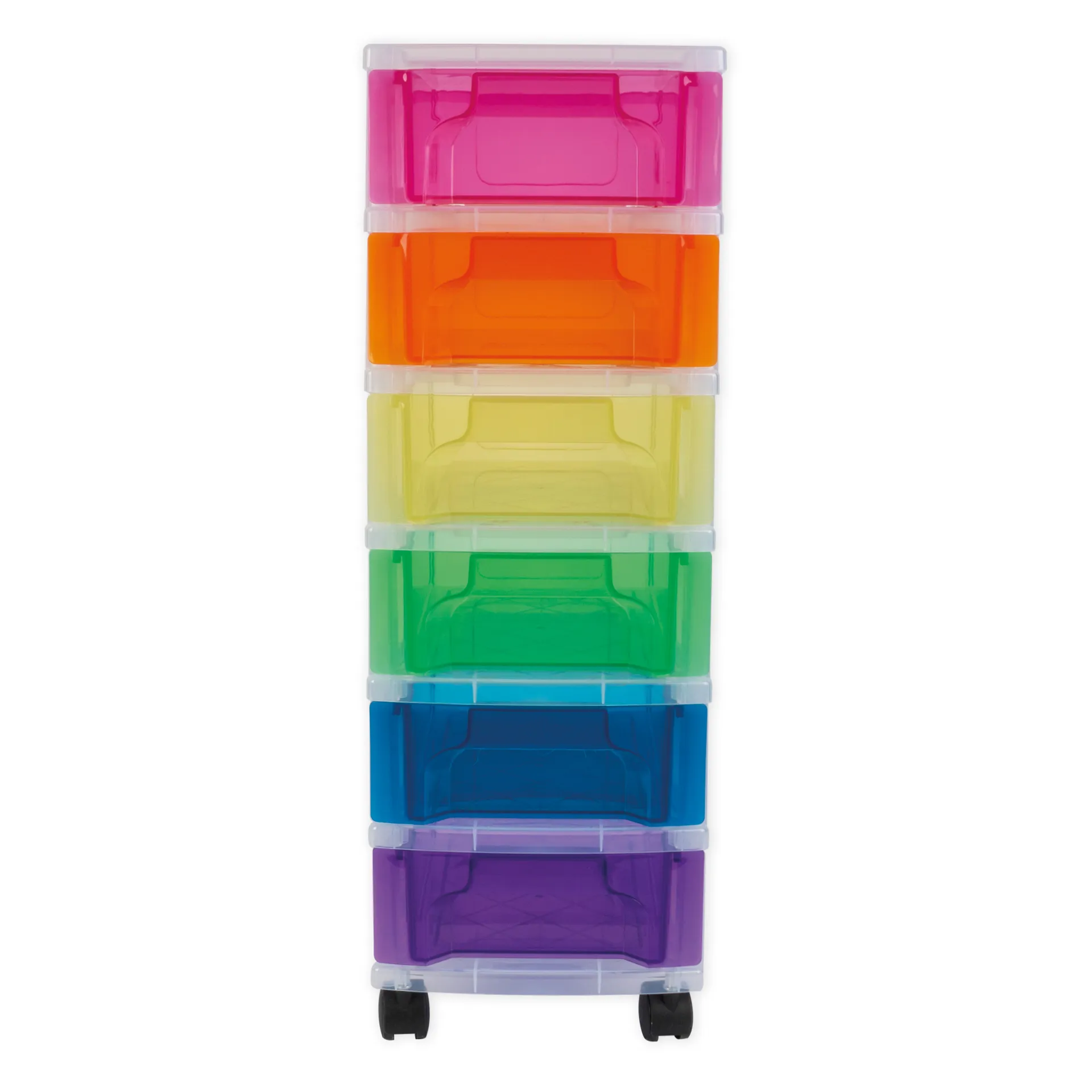 TimeTEX Schubladen-Box "Regenbogen", 6-farbig mit 4 Lenkrollen
