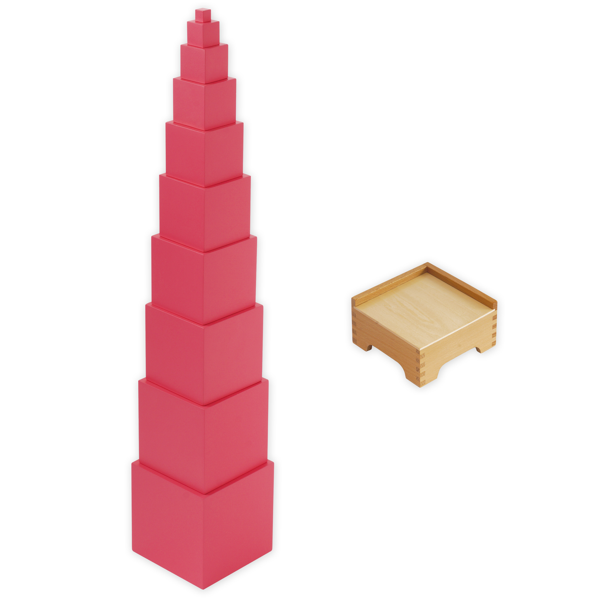 TimeTEX Set Rosa Turm mit Ständer "Montessori Premium"