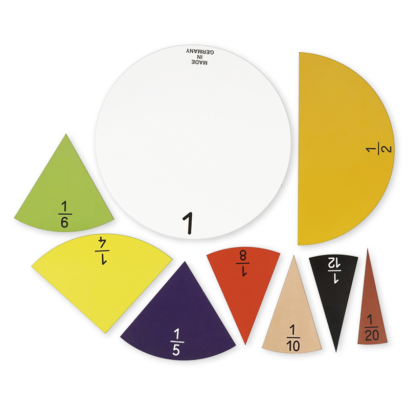 Demo-Bruchrechen-Kreise, 300 mm ø, magnetisch, 71-tlg.