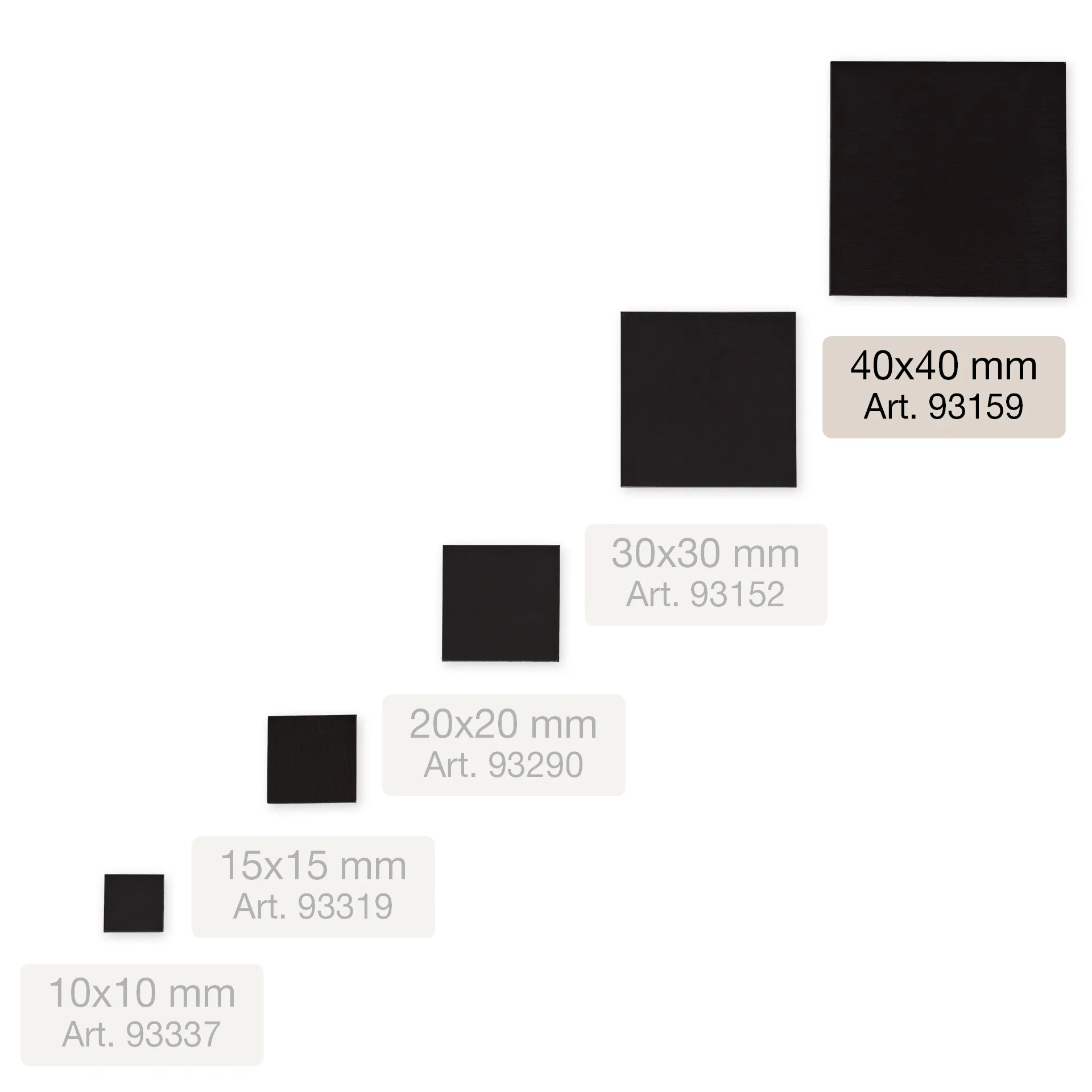 Magnet-Plättchen selbstklebend, 40x40 mm, 15 Stück