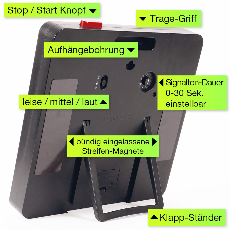 Timer TimeTEX XL, 32 x 32 cm, avec bouton pause Timer TimeTEX XL, 32 x 32 cm, avec bouton pause