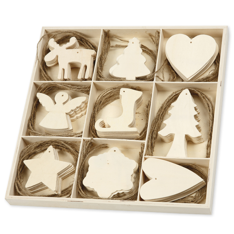 Weihnachtsbaum-Schmuck aus Holz, 72-tlg.