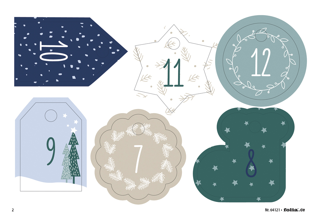 Bastelset "Adventskalender Basic", Stoffbeutel, 49-tlg.