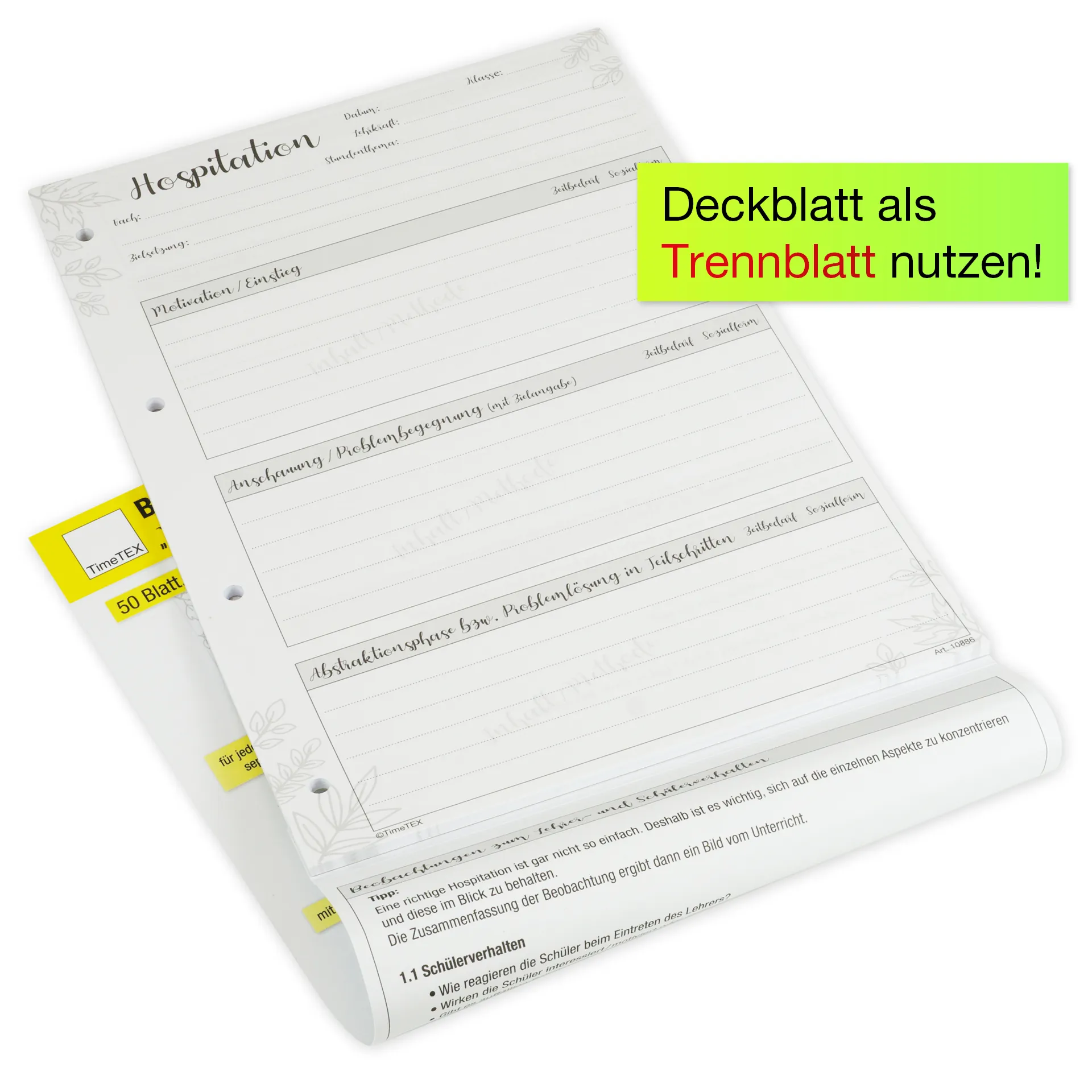 Block Unterrichts-Besuche A4 "Meine Hospitation", 50 Blatt