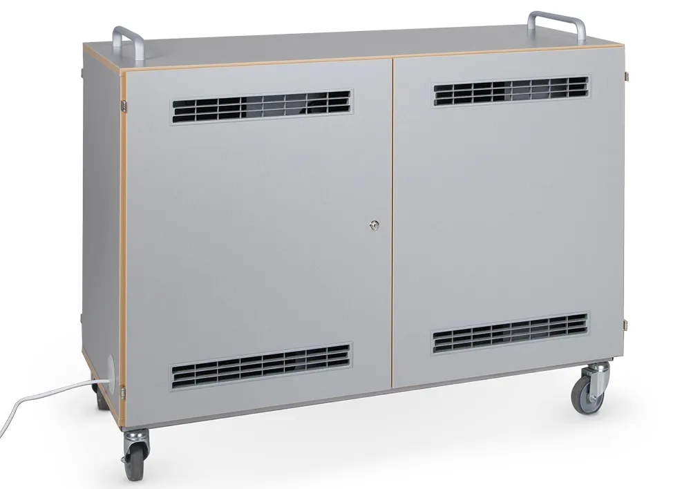 Laptop- und Tablet-Rollschrank, vorne/hinten Türen, 16 Auszüge