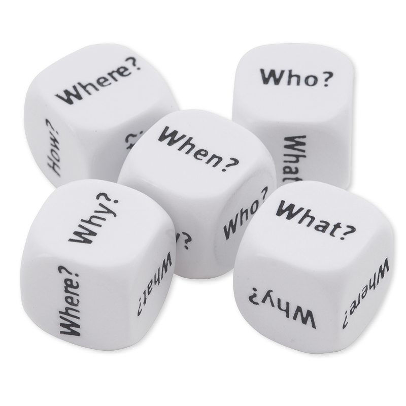 Würfel-Set Englisch "Fragewörter" 5-tlg., 16 mm