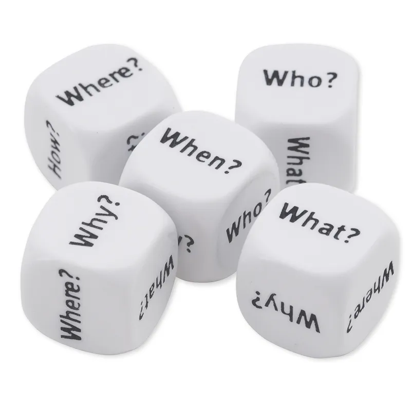 Würfel-Set Englisch "Fragewörter" 5-tlg., 16 mm