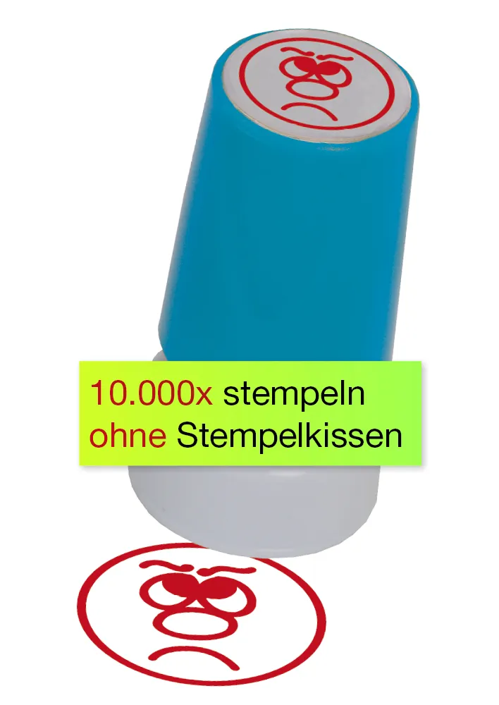 Tryckdyna stämpel "Perpetuum", "Sorgset ansikte"