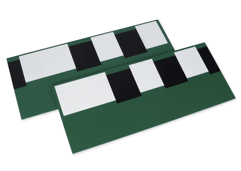 TimeTEX To tavler med sorte og hvide felter til "Montessori Premium"-klokkerne
