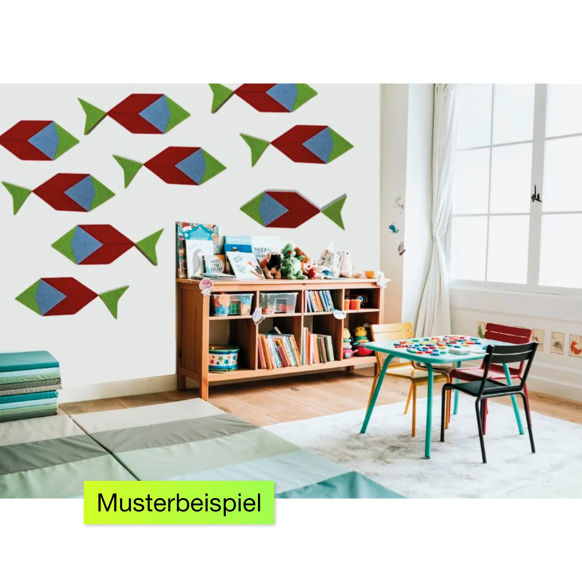 Schallabsorber AcousticArt "4 Fische", 117x40 cm, 20-tlg.