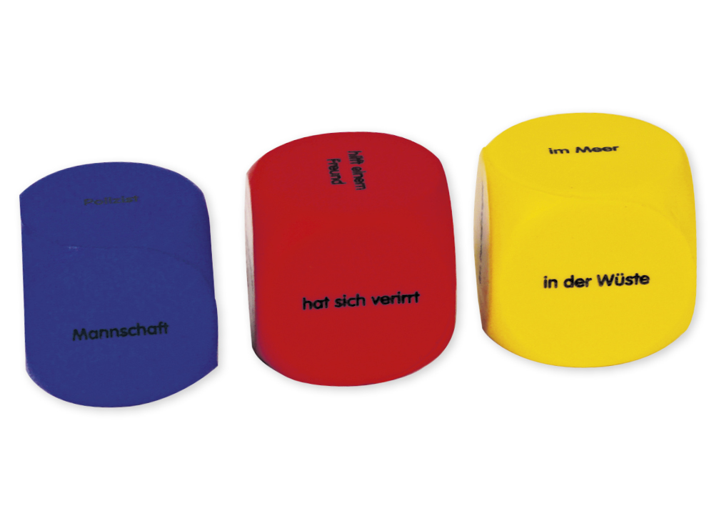 Set med viskkuber 6 stycken. Tyska "Berättelseintroduktion", 4 cm