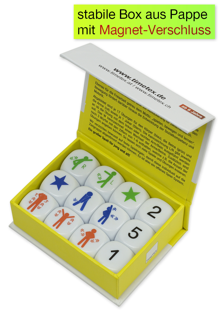 Würfel-Set „Bewegung“ 12-tlg., 20 mm in Box