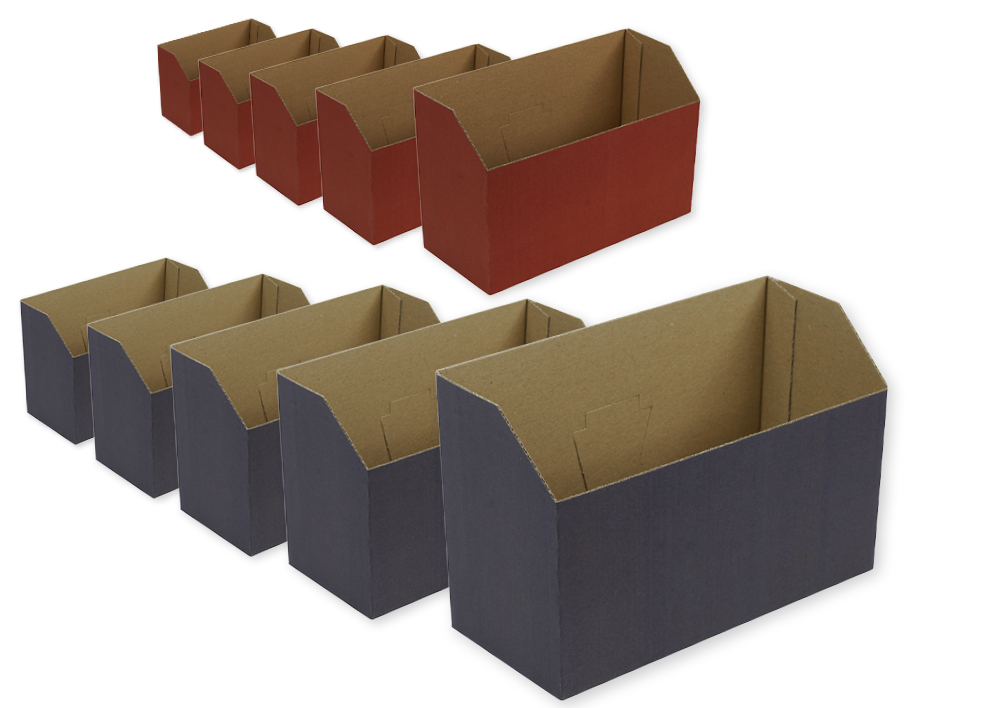 Hagemann Set Natura-Karteikasten aus Pappe A5, farbig, nach vorn abfallend, planliegend, 5 Stück