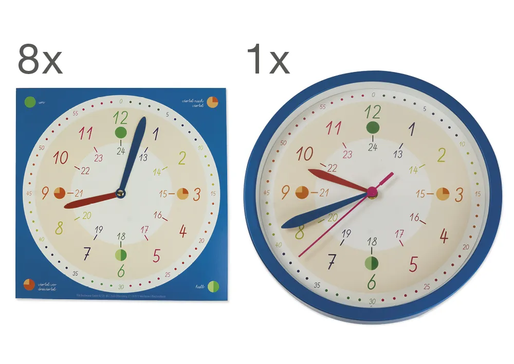 Set Wand-Lernuhr und Demo-Lernuhren, 9-tlg.