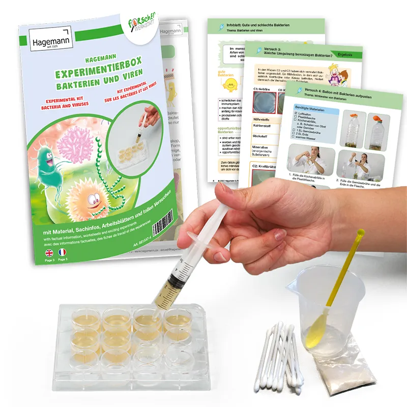 Experimentier-Box "Bakterien und Viren", 12-tlg.