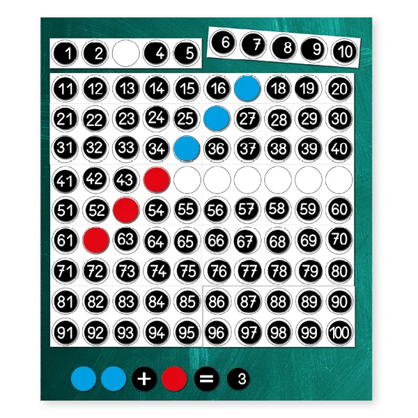 Hundratalstavla XXL, magnetisk, ca 60x60 cm, 172 st.