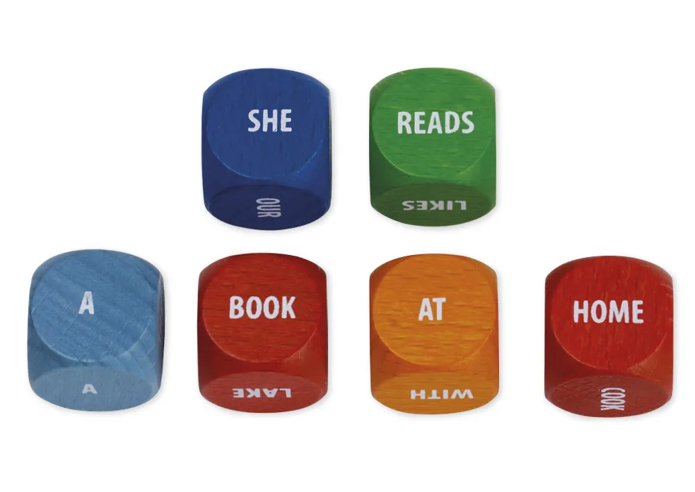 Würfel-Set "Rollende Würfel" Englisch, 13-tlg. in Box, aus Holz