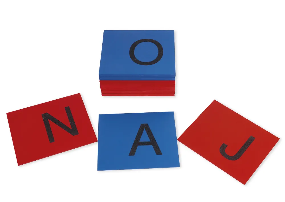 Sandpappersbokstäver, stora bokstäver, i trälåda "Montessori Premium"