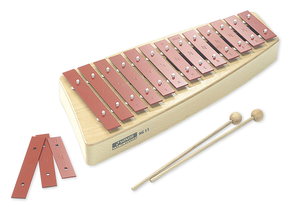 TimeTEX SONOR Glockenspiel, Alt c2-a3 + fis2, b2, fis3, mit Schlägel, NG 11 aus NG Serie
