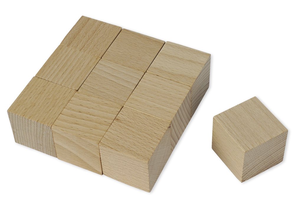 Tomma träkuber 40 mm, 10 stycken i en påse