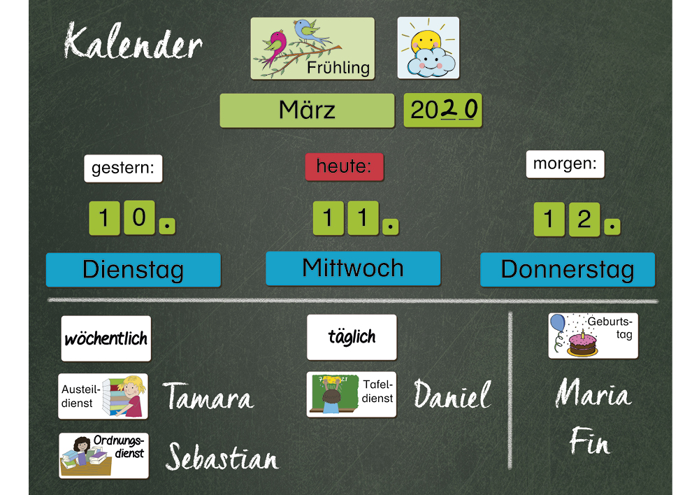 Magnetisk kalender med klassetjenester, 76 stk.