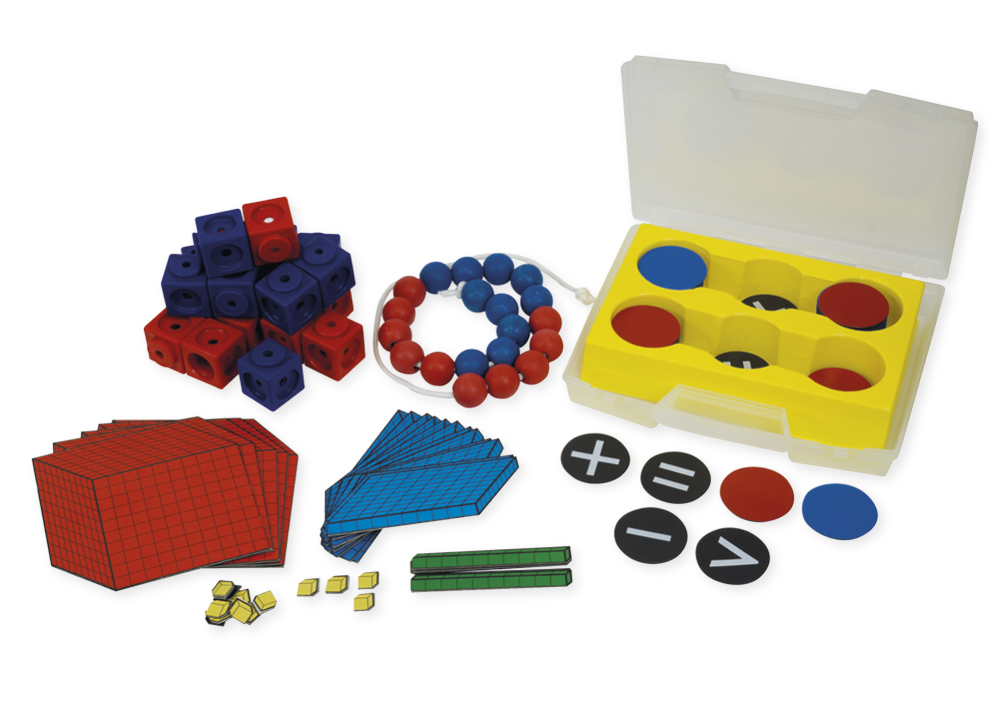 Demo Math Basic Set Plus nummerområde op til 20, 200 stykker, magnetisk, rød/blå, i æske