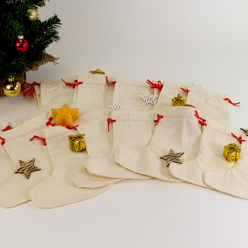 Baumwoll-Stiefel für Adventskalender, 24 Stück Baumwoll-Stiefel für Adventskalender, 24 Stück