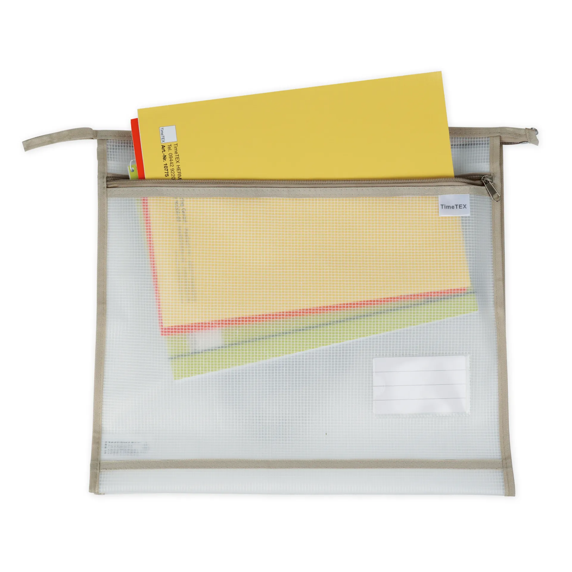 TimeTEX Material-Umhängetasche "OrgaBag", transparent/beige