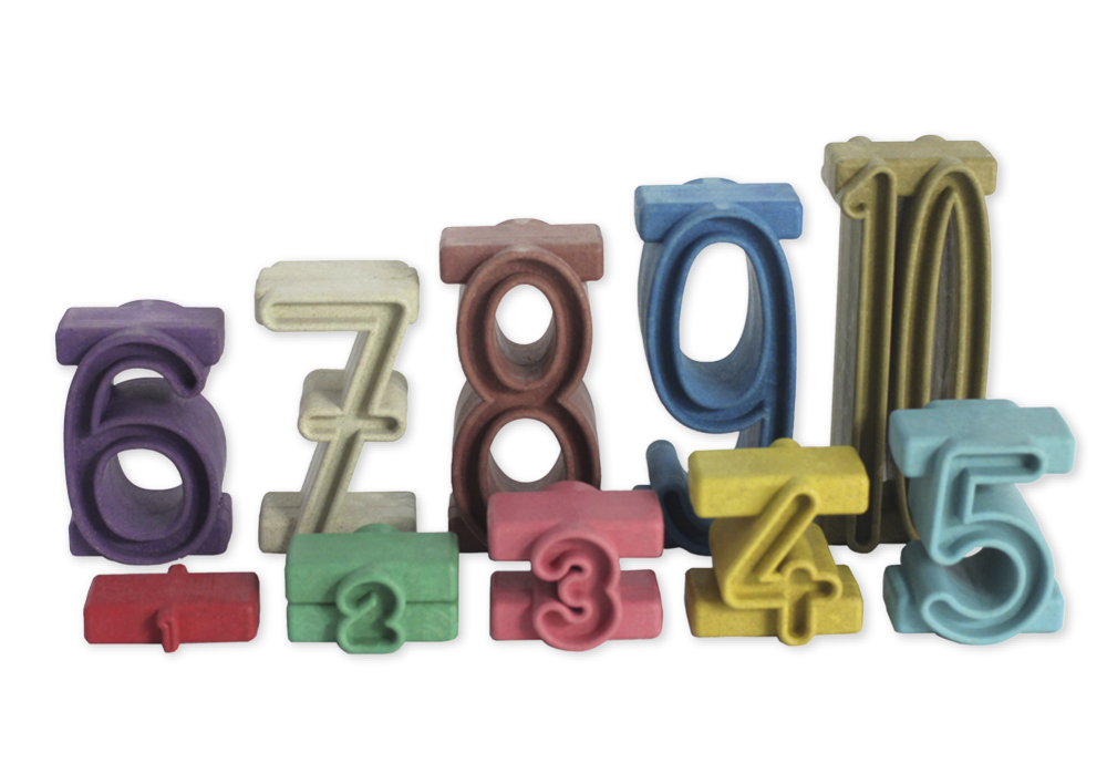 Stapel-Zahlen "Zahl-auf-Zahl", 34-tlg., "Montessori-Farben" "Montessori Premium"