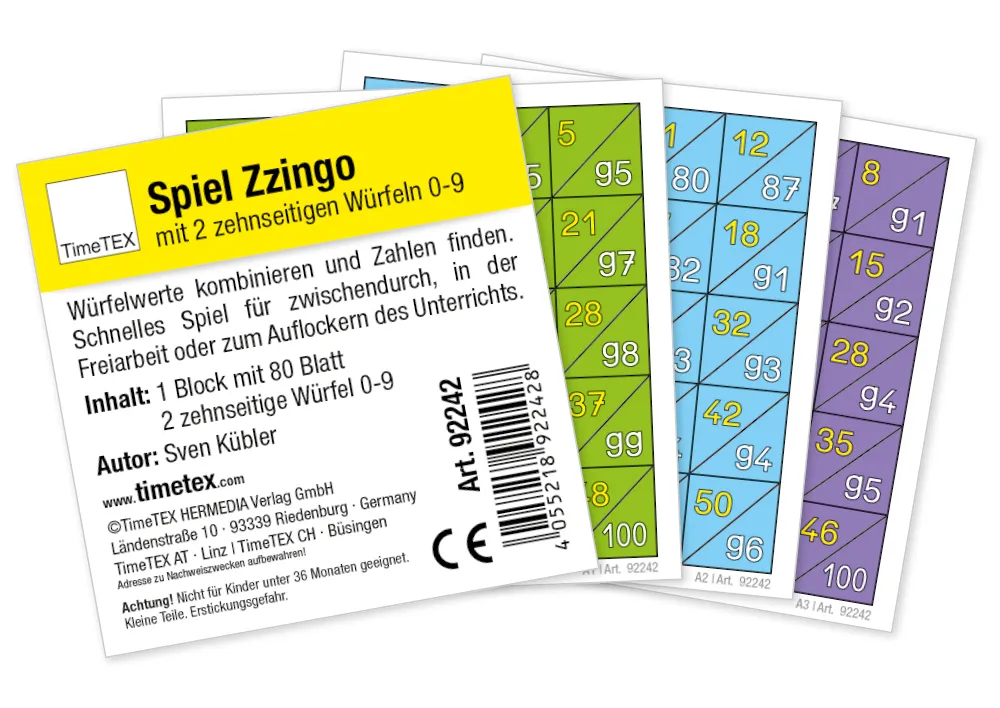 TimeTEX Lernspiel "Zzingo", 3-tlg., in Kunststoff-Box