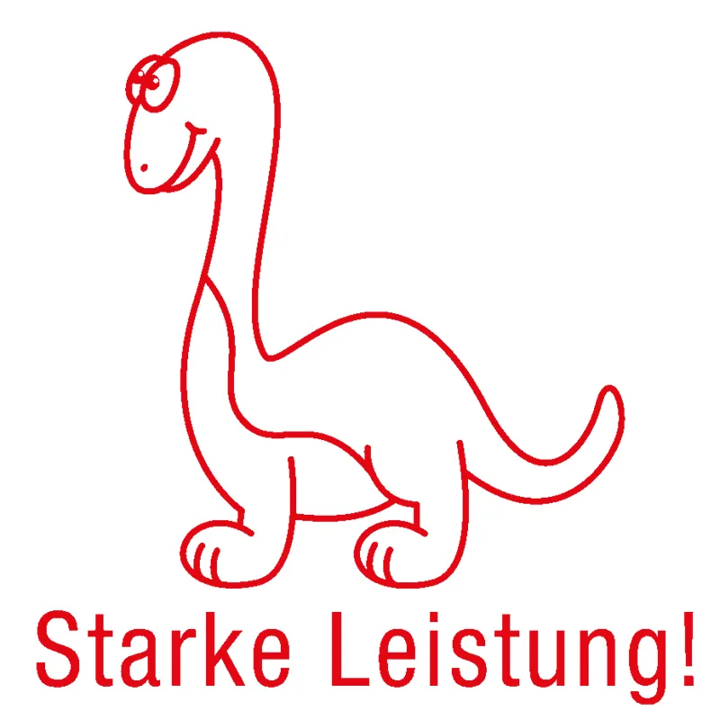 Siebdruck-Stempel "Perpetuum", Dino "Starke Leistung!"