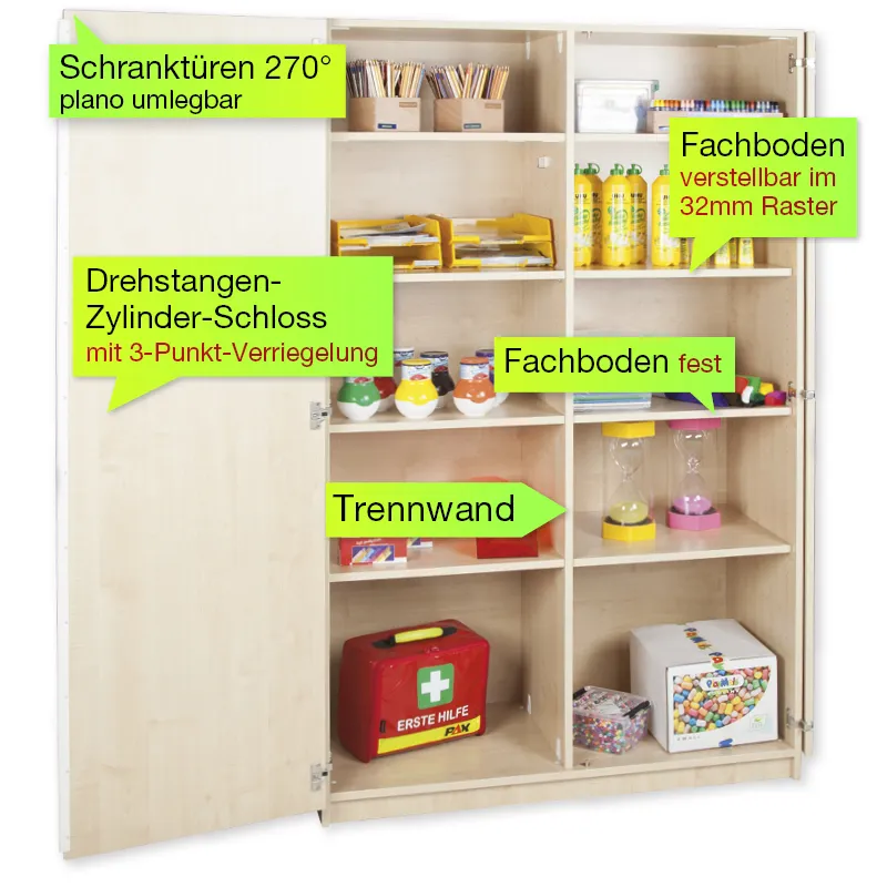 Material-Hochschrank XXL, Plustiefe, 10 Fachböden