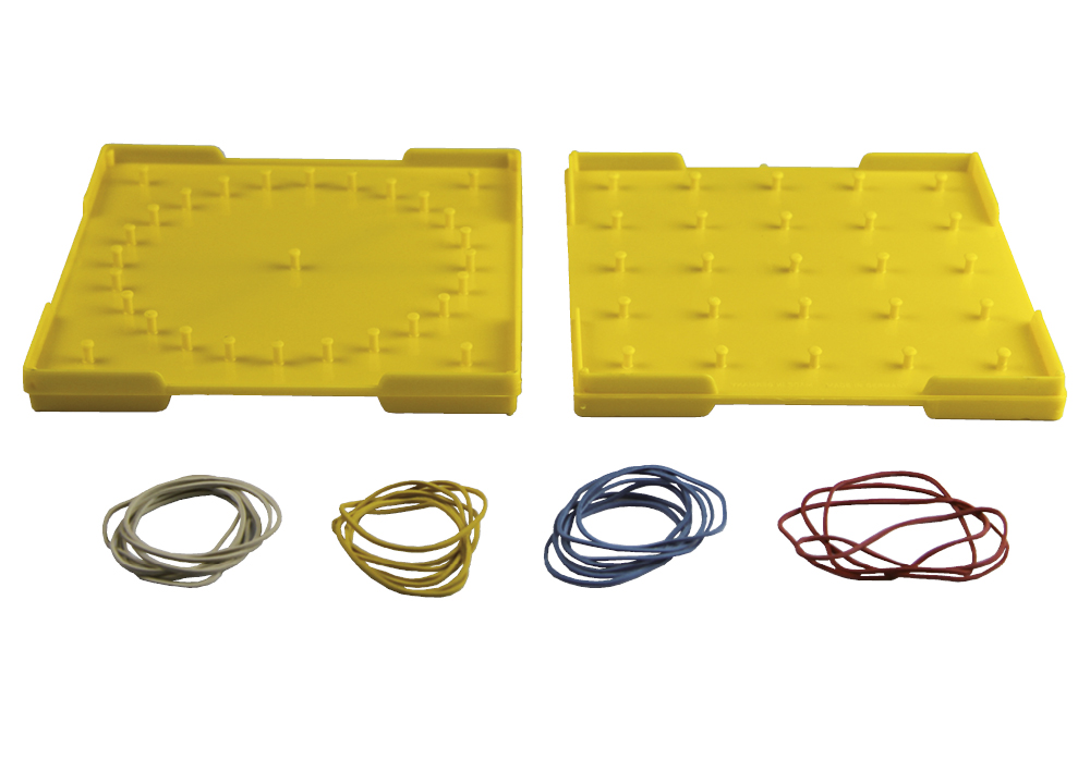 TimeTEX Geometrie-Brett doppelseitig (5x5 Stifte), 15x15 cm, gelb