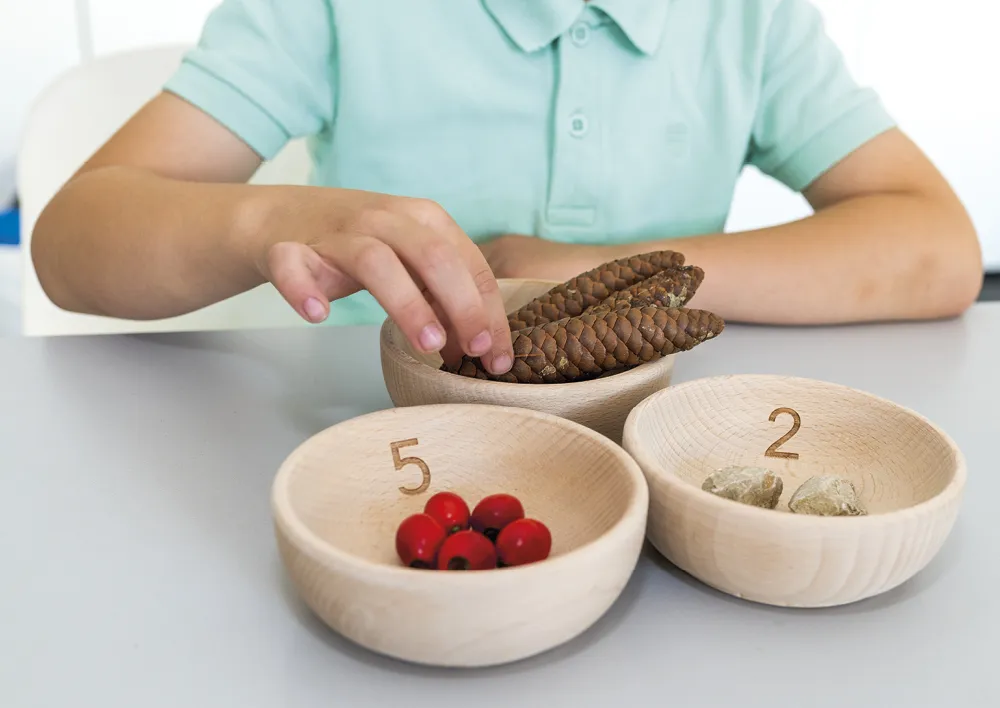 Træskåle med numre, 10 stk.