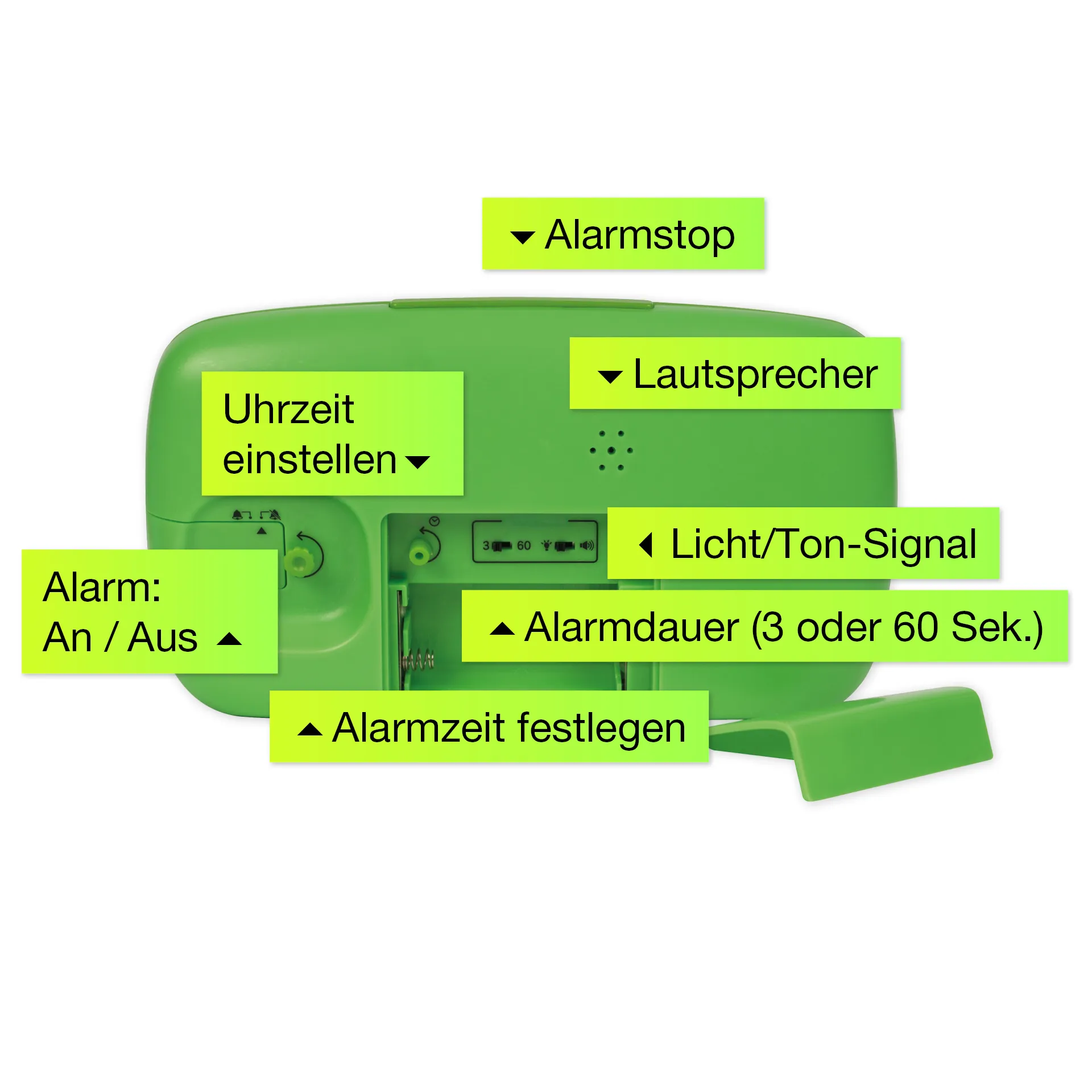 TimeTEX Zeitdauer-Uhr "lautlos" 4in1, grün, 18x10 cm