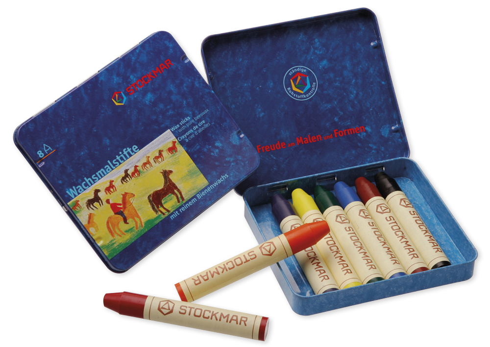 Hagemann Stockmar-Wachsmalstifte, 8 Farben im Metalletui