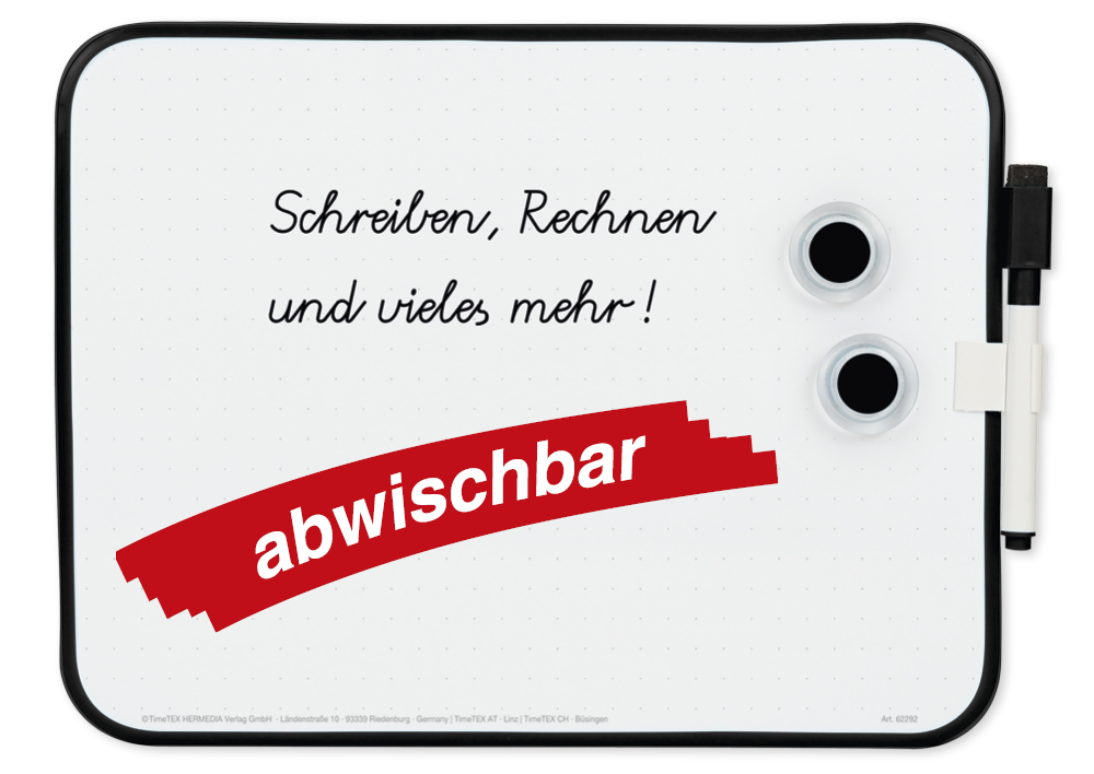 TimeTEX - Tăbliță albă A4 plus, 4 piese, cu două fețe | 62289