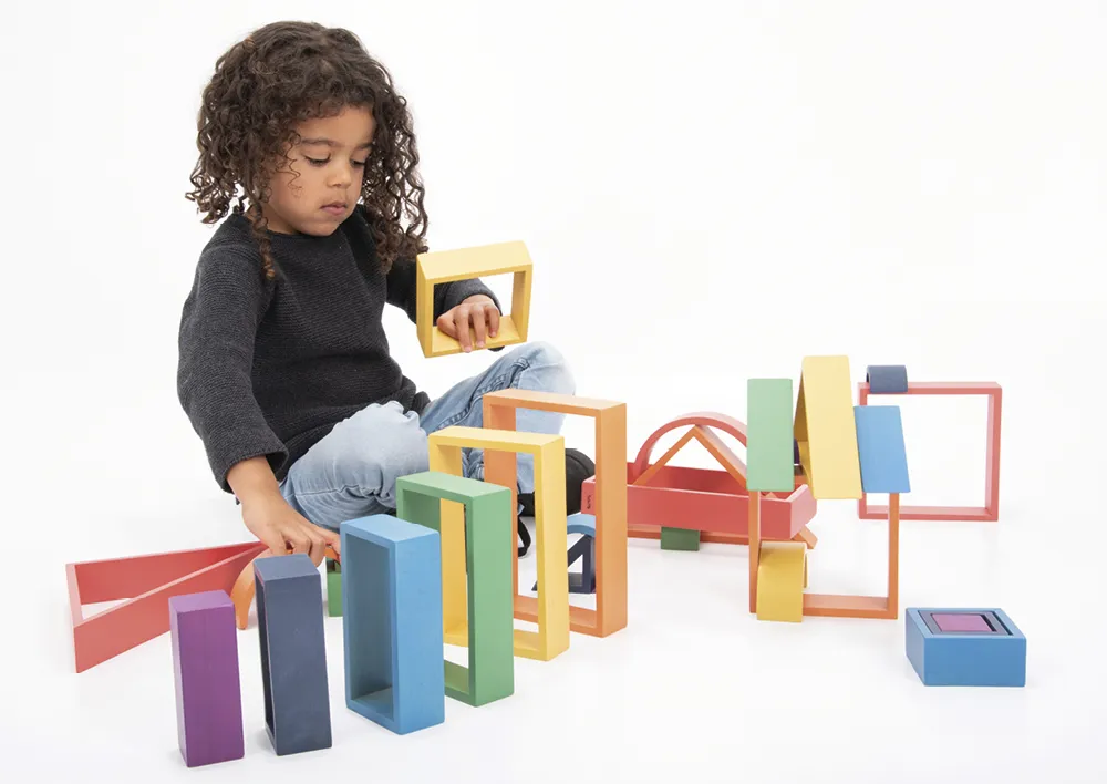 Holzbausteine "Architektur", farbig, 28-tlg.